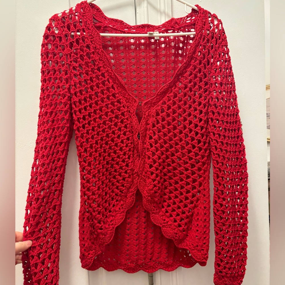 Madison Red Crochet Sweater